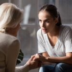 Two women talking about substance abuse prevention